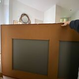 Antique bistro/brasserie mirror in reverse-painted glass, 202 x 102 cm