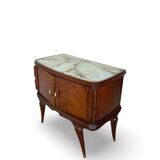 Tables de chevet plaquées en palissandre avec plateau en onyx vert