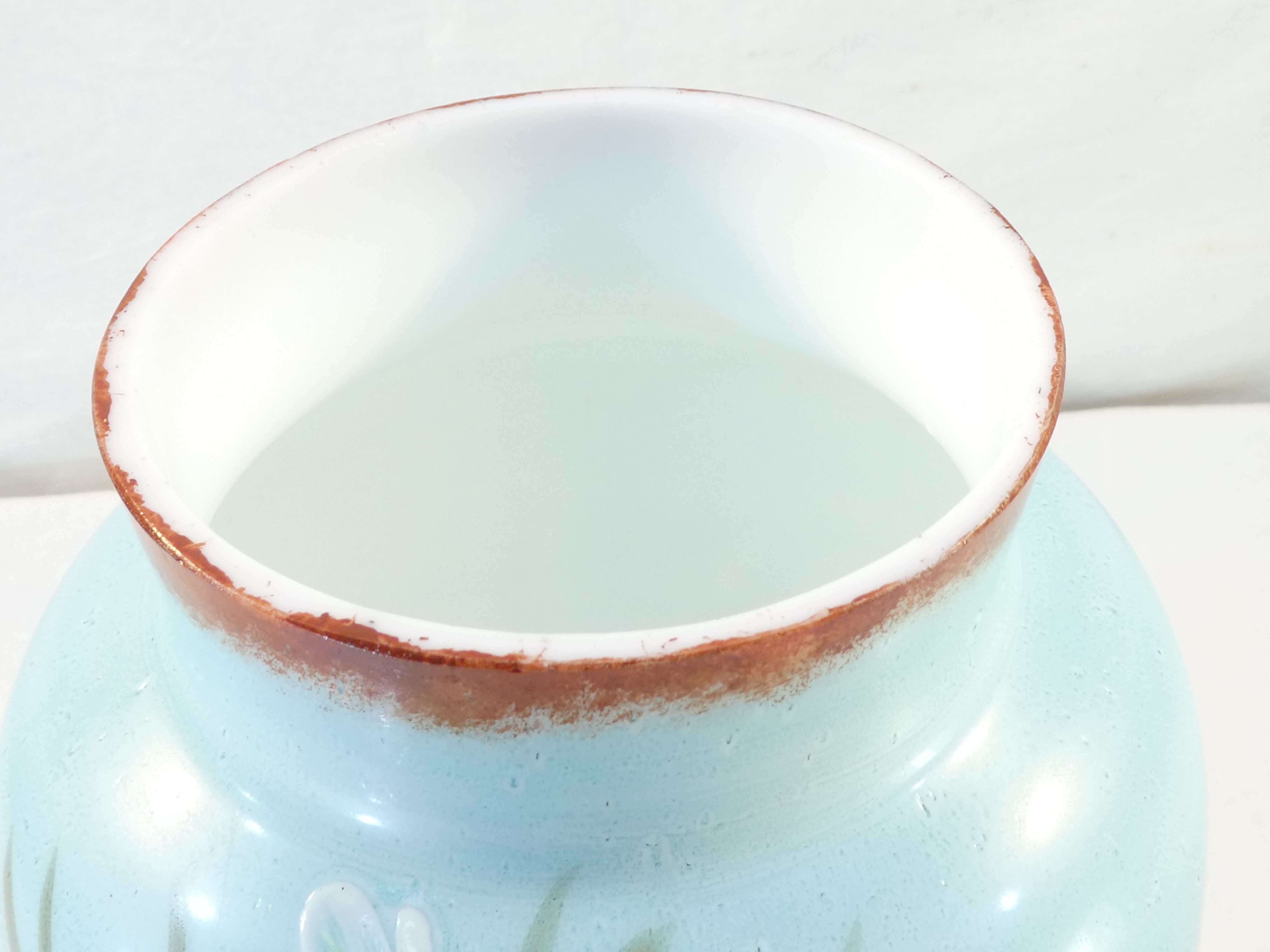 Vase in opaline opaline glass hand painted flower decoration