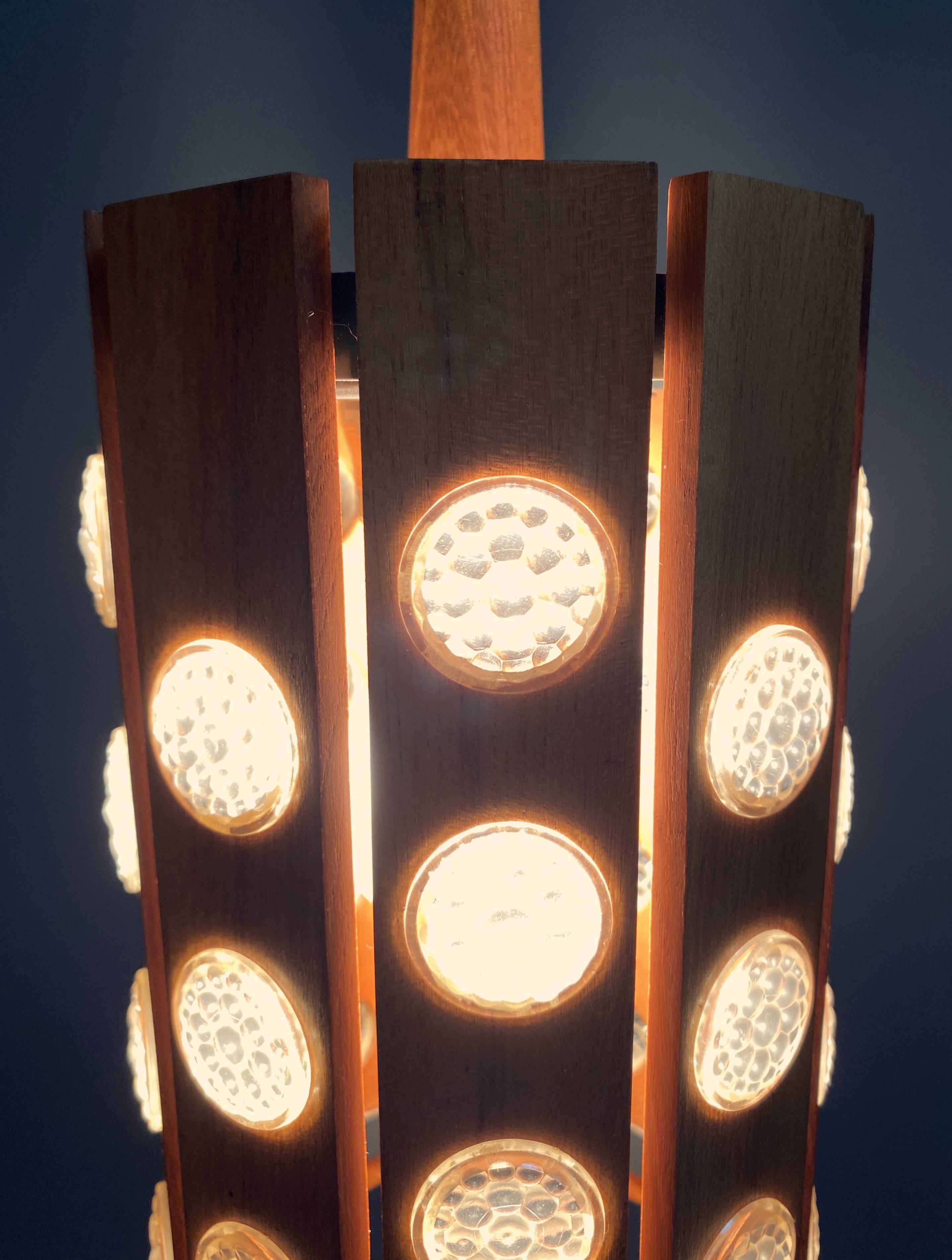 Set of 2 wood hang lamps 1970s