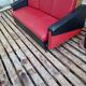 Vintage Sofa Bench in red and black skaï