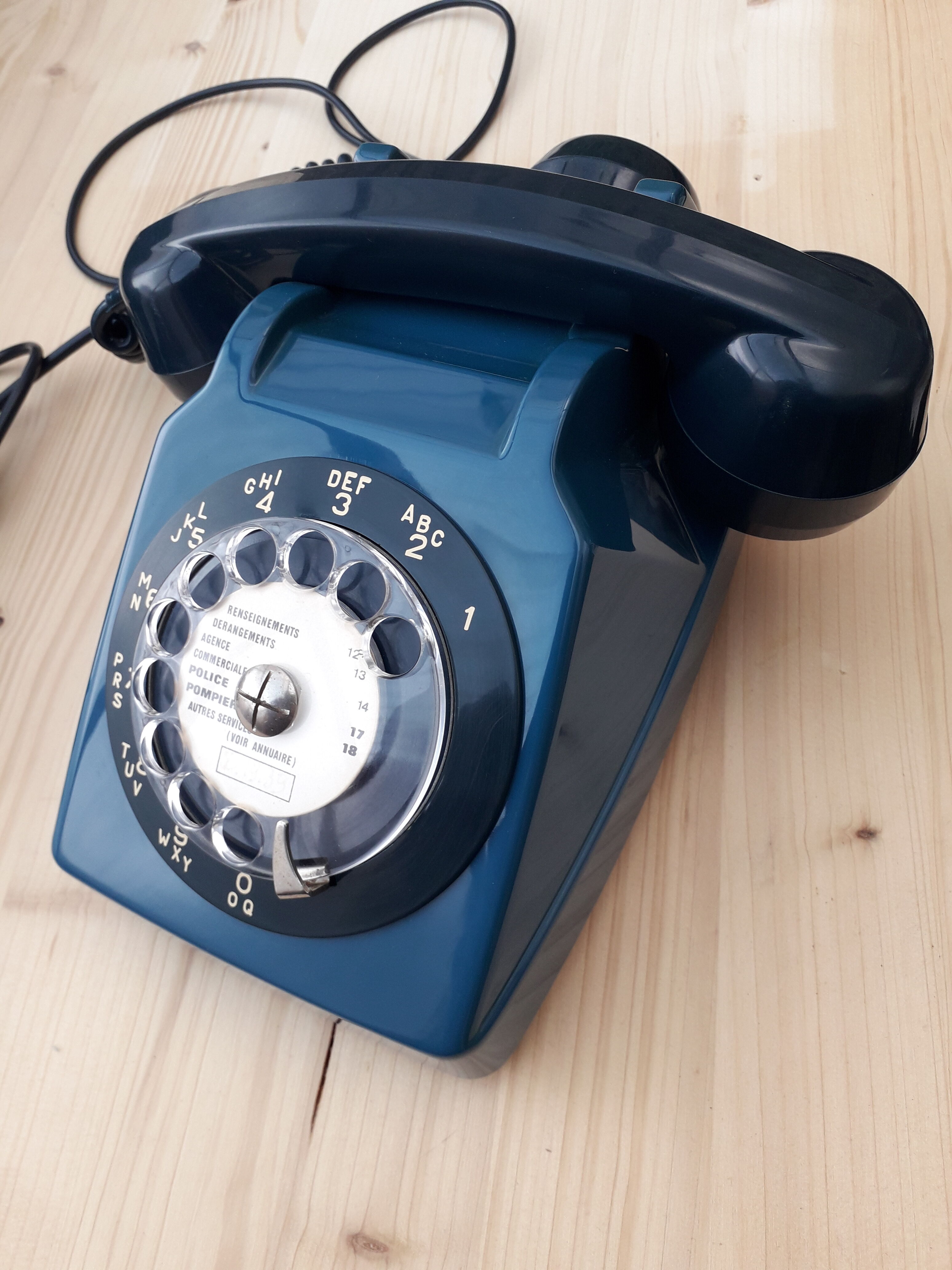 Vintage Blue Phone S63 Socotel with Dial