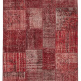 Tapis mixé turc vintage noué à la main 170 cm x 241 cm tapis patchwork rouge