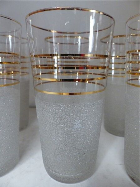Série de 8 verres granités à orangeade des années 60