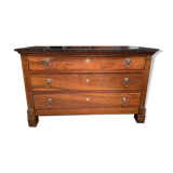 Chest of drawers flat columns cherry blond marble top period Restoration