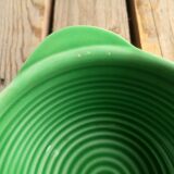 Ancient Bowl with Ears in Green Faience signed Sarreguemines