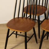 Set of 4 vintage wooden chairs, 1960.