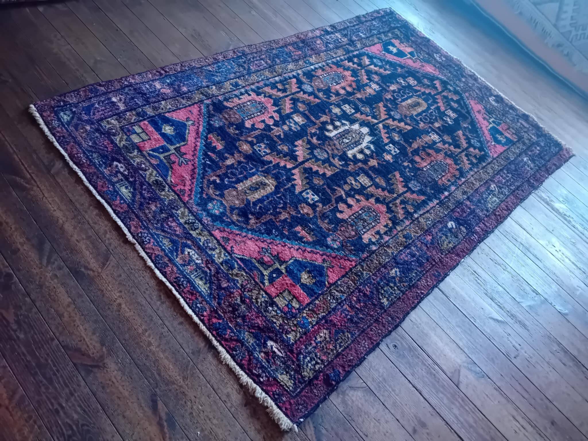 Handmade Persian Hamadan Rug 210x134cm