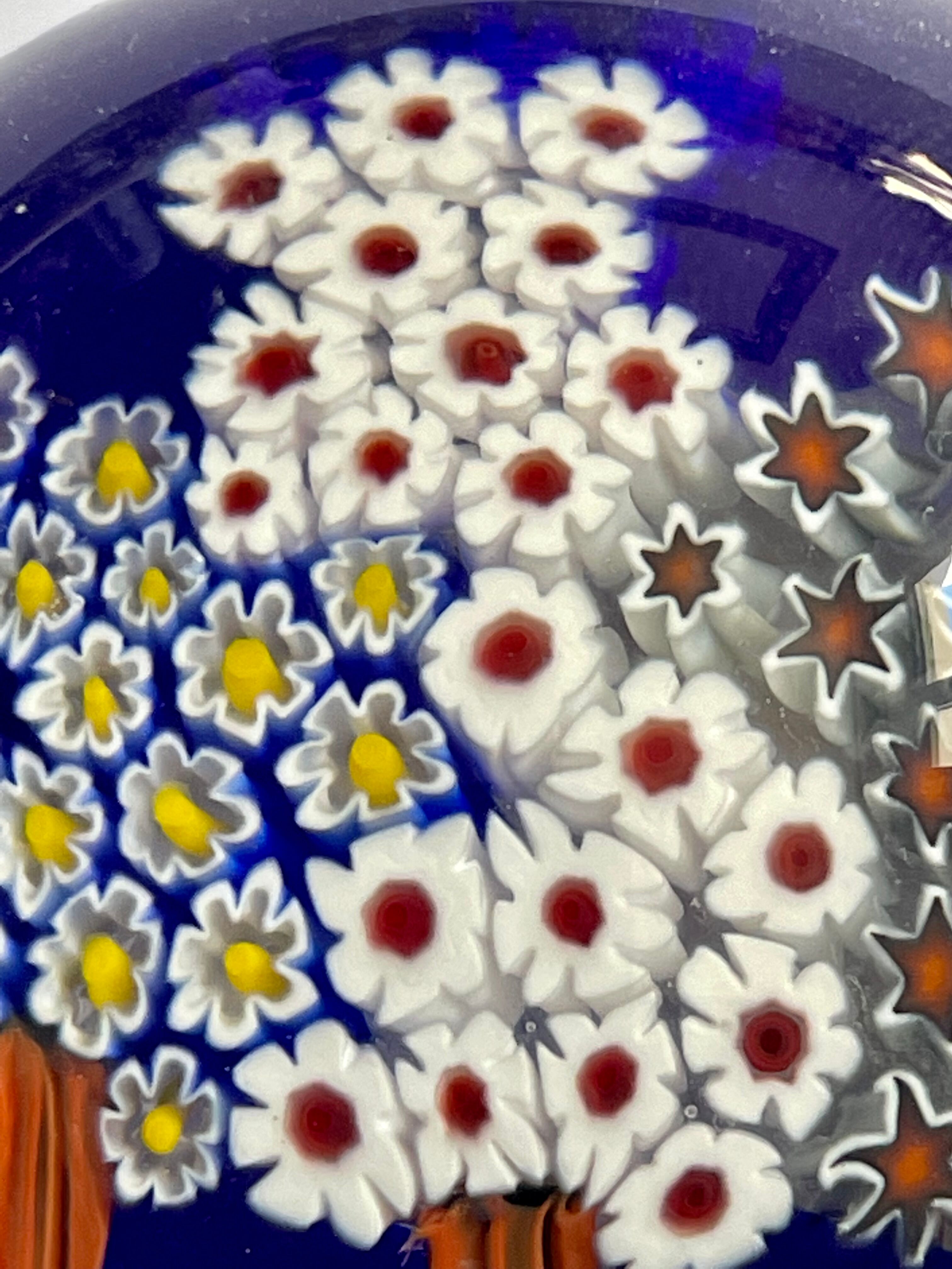Millefiori Murano parchment paperweight signed
