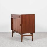 Midcentury Danish cabinet in teak with 1 drawer and 2 sliding doors 1960s