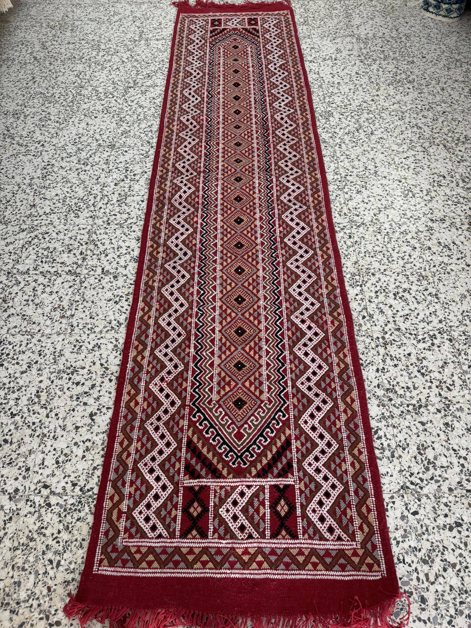 Hand-woven margoum hallway rug in natural wool