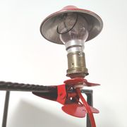 Vintage mushroom spot lamp with red metal clip