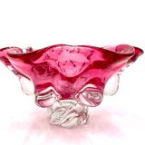 Pink bowl by J. Hospodka, Chribska Sklarna, Czechoslovakia, 1960s/70s.