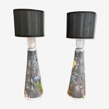 Pair of ceramic lamps Scandinavian design 1960s