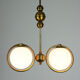Mid-Century Brass & Opaline Glass Chandelier