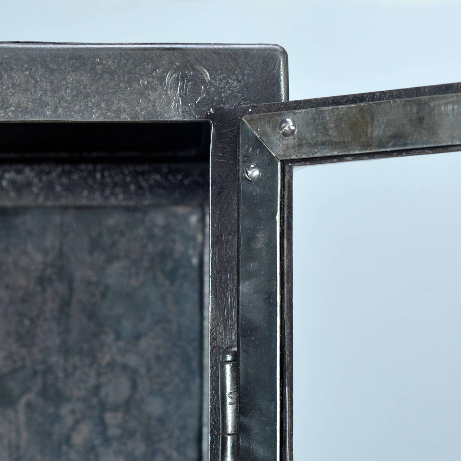 Polished iron medical cabinet, 1920s