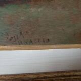 Peinture à l'huile sur panneau paysage arnaccio pise bruno loretti (livorne