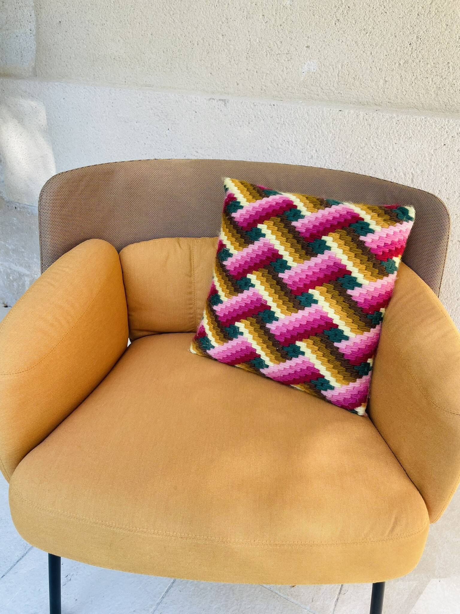 Vintage geometric canvas cushion