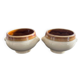 Pair of two-tone soup bowls