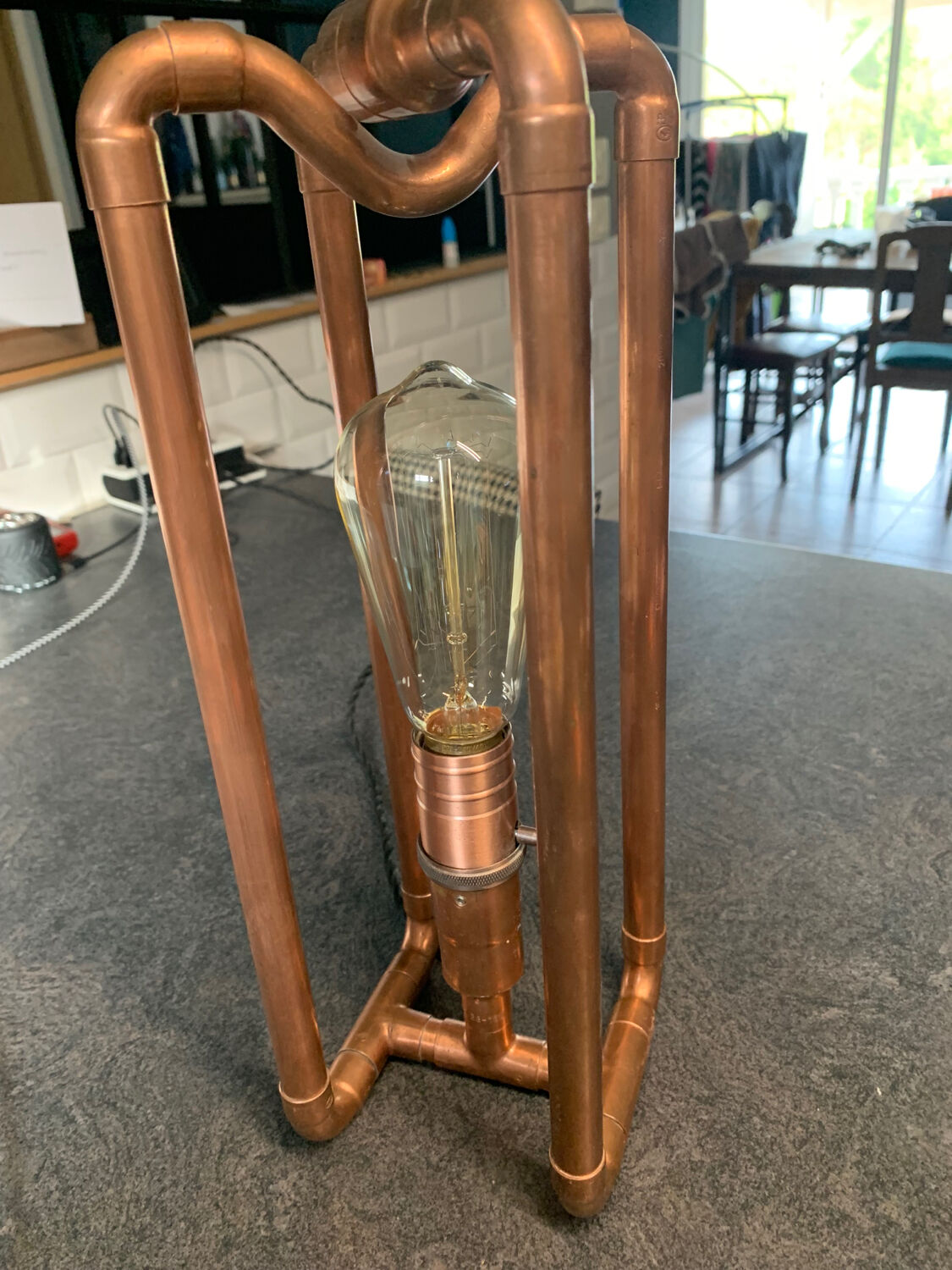 Table lamp copper pipes