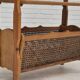 1970s, Danish newspaper side table. Solid oak wood, furniture mesh.