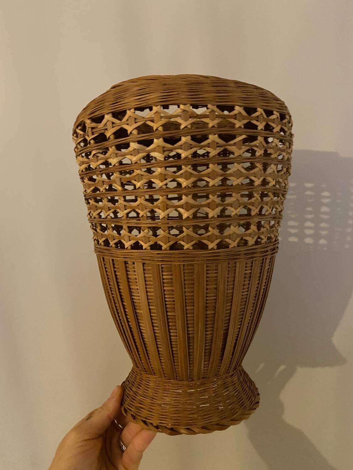 Vintage rattan vase and planter