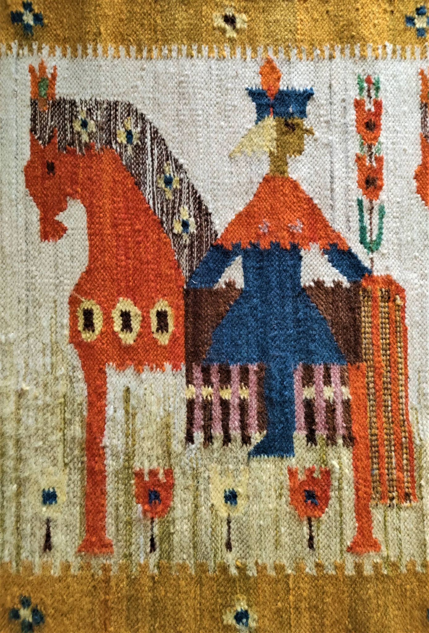 Tapisserie kilim fait main artisanat polonais années 70