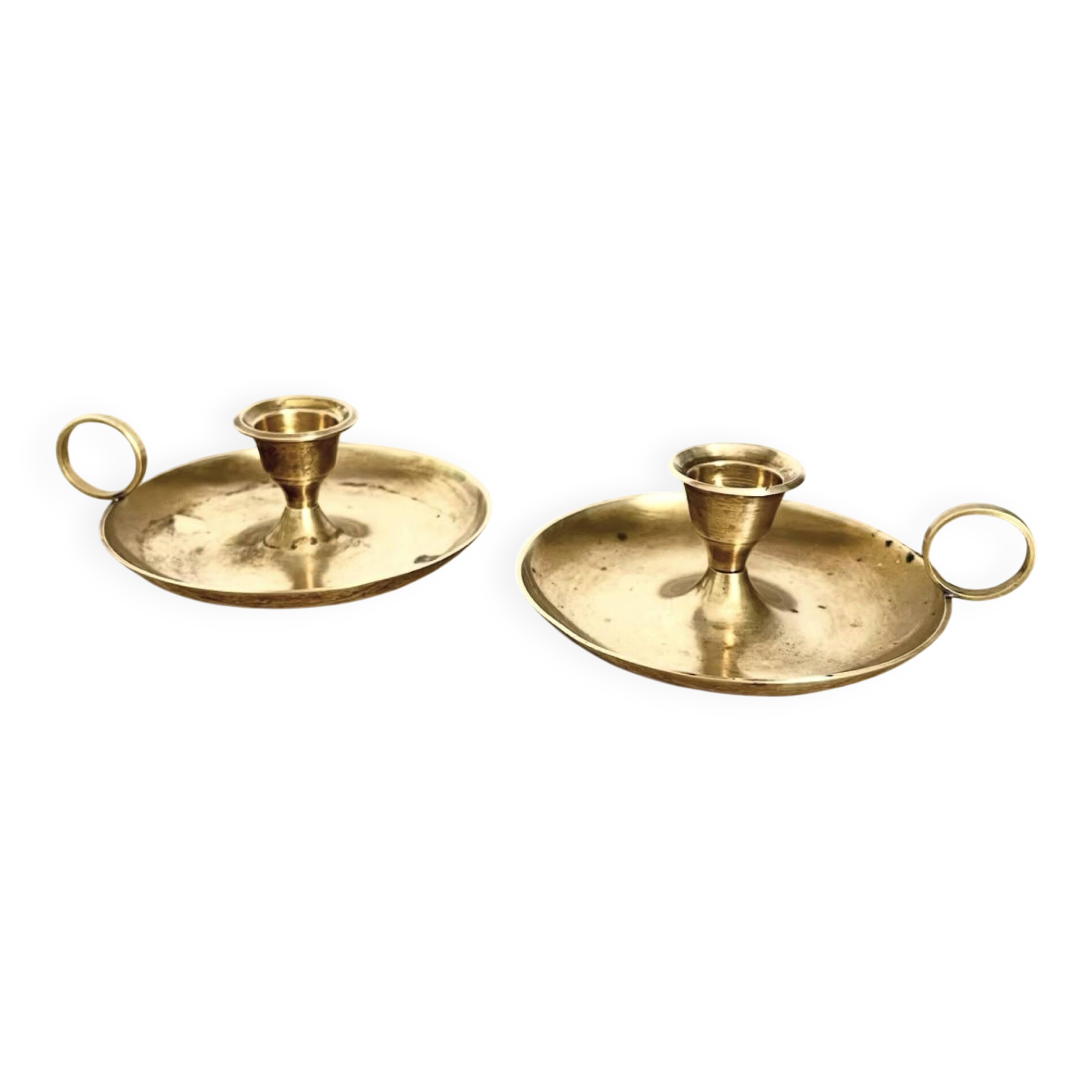 Paire bougeoirs laiton vintage