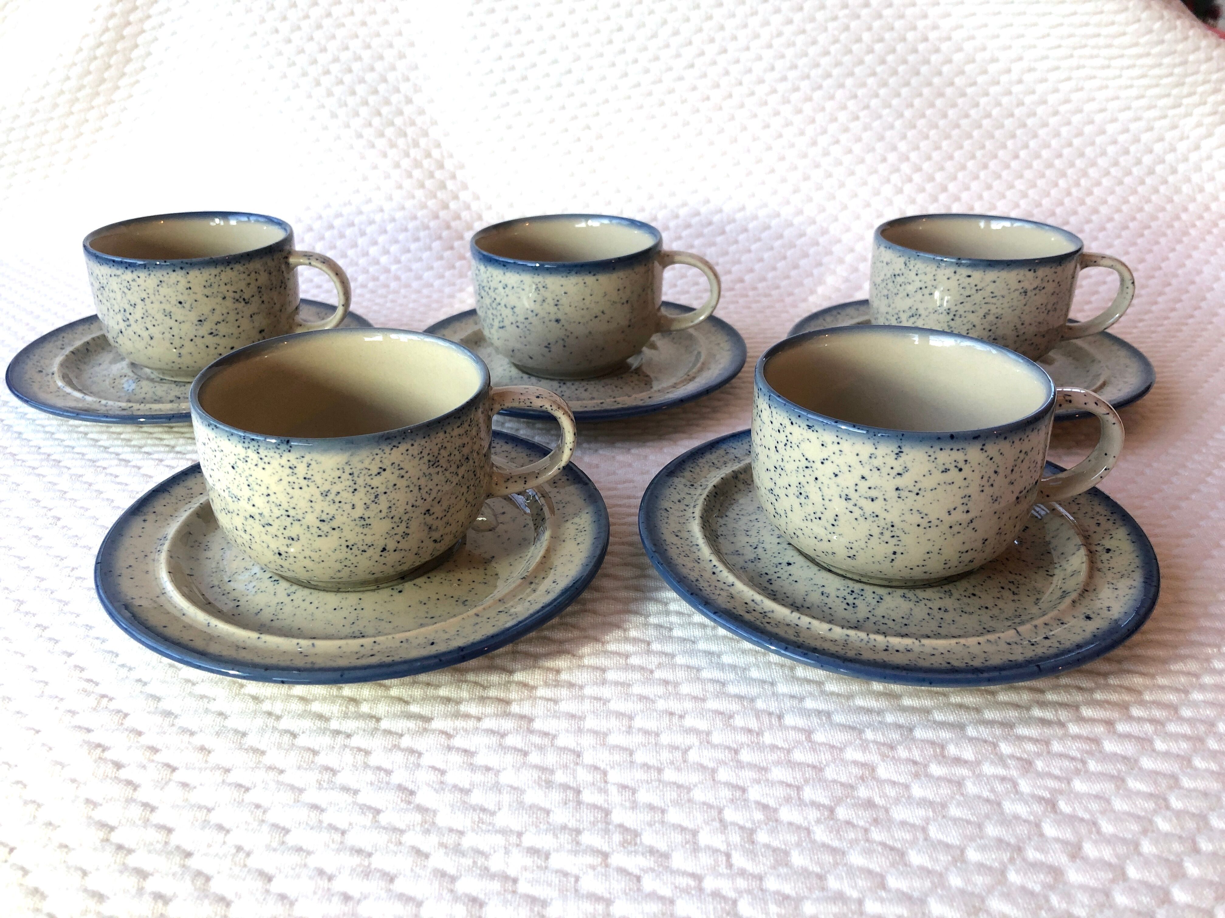 Blue glazed ceramic coffee cups