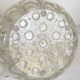 Flower pick with silver metal and glass pedestal, table centerpiece