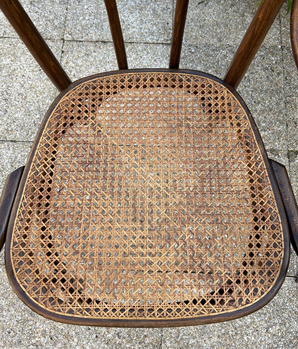 Baumann caned curved wooden armchair, 1900