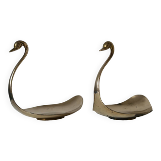 Pair of swans, pocket, swans, brass, vintage