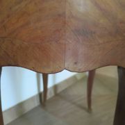 Paire de 2 chevets-louis xv-marqueterie-2 tiroirs-marbre rose