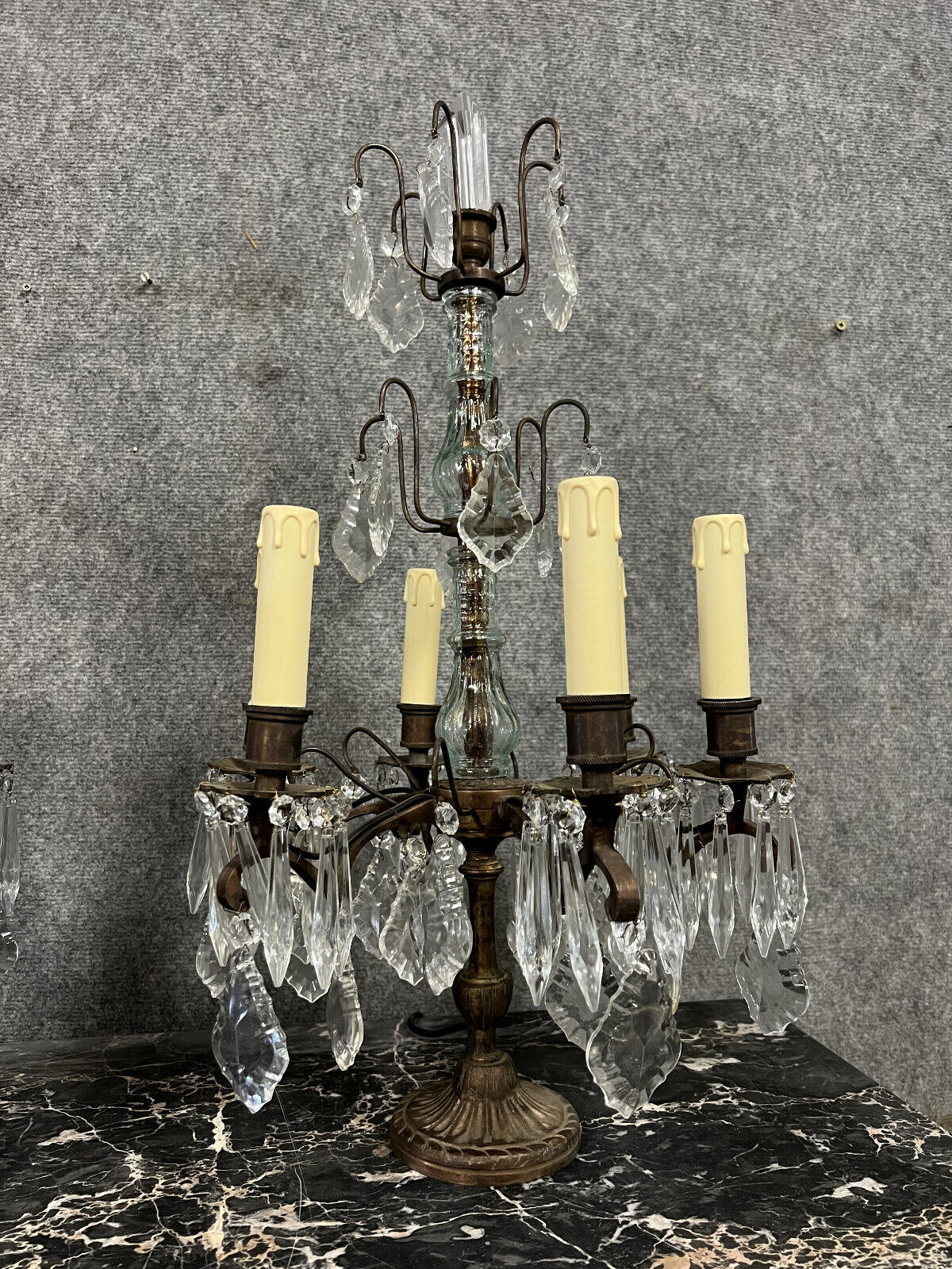 Pair of girandoles in bronze and patinated brass louis xv style circa 1930