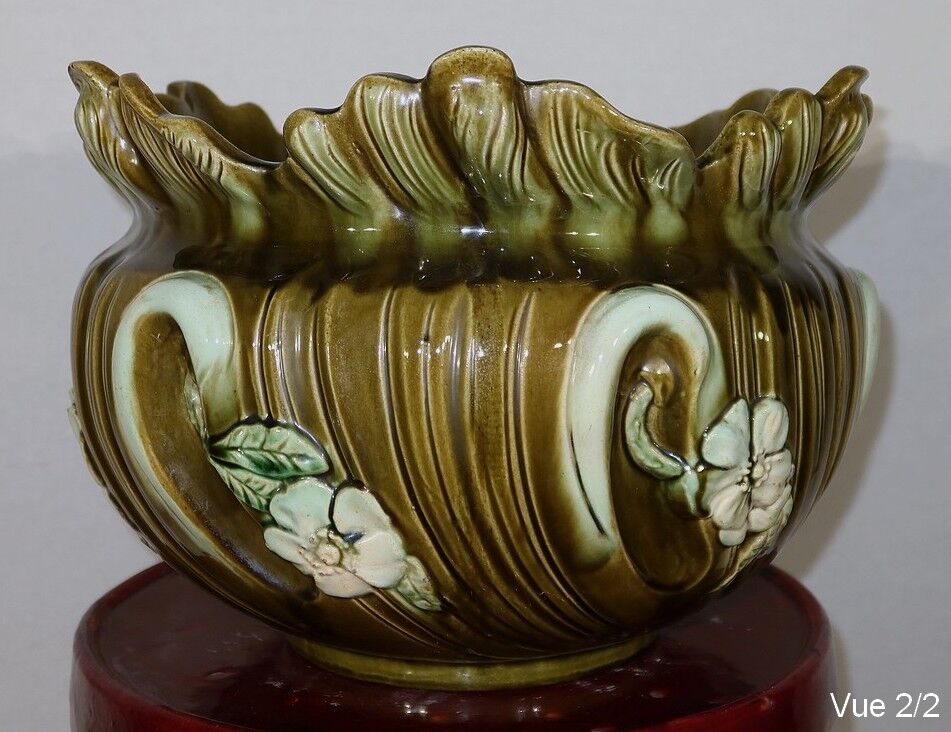 Cache-pot en faïence barbotine, art nouveau – 1920