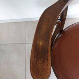 Thonet armchair, swivel, in wood and faux leather.