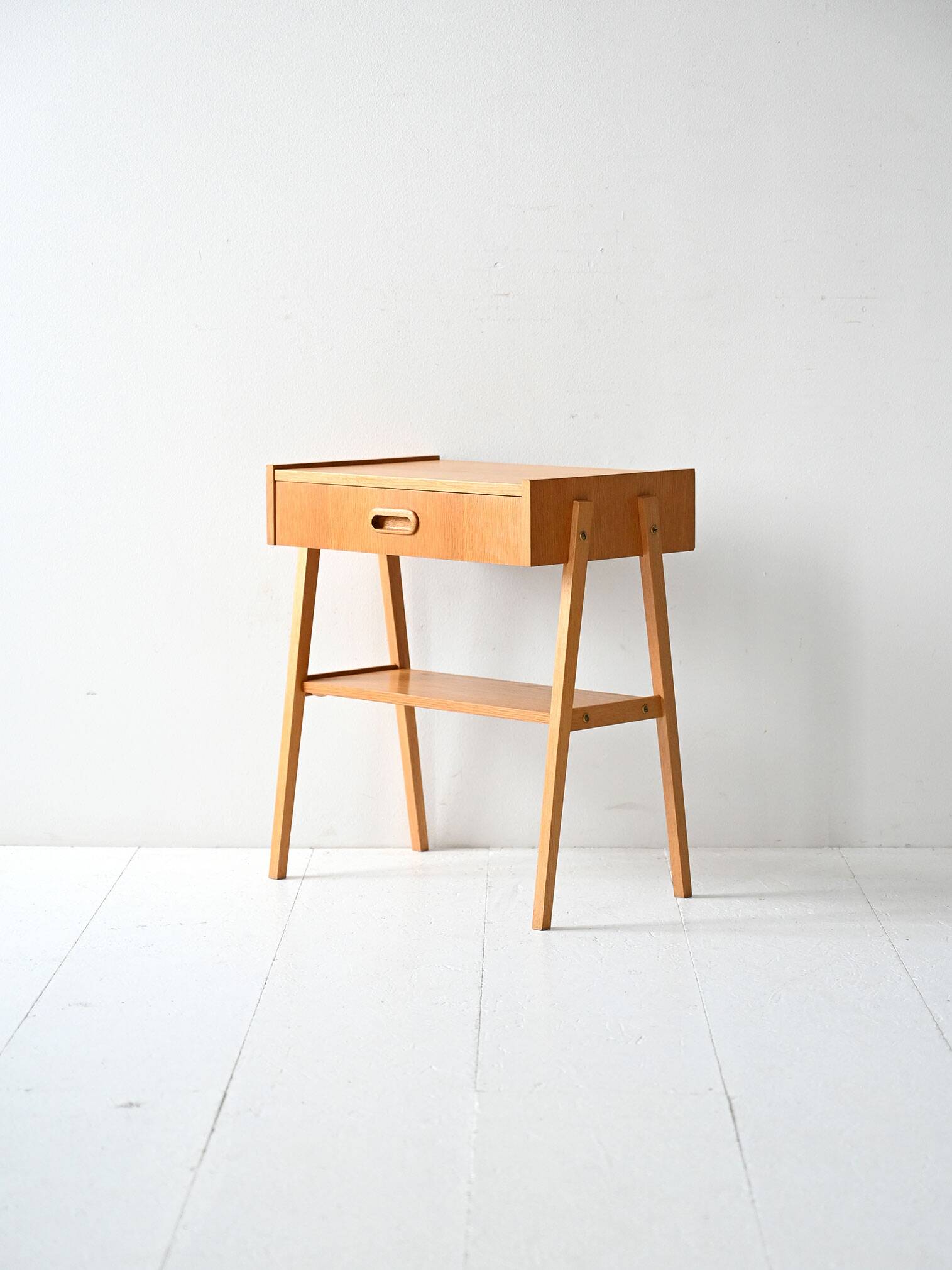 Geometric Scandinavian Teak Nightstand, 1960s