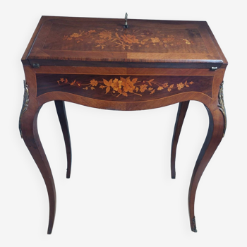 “Point du Jour” marquetry secretary desk with floral decoration