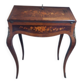 Bureau-secrétaire en marqueterie "Point du Jour" avec décor fleuri