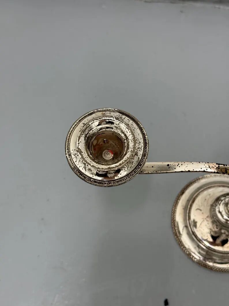 Bougeoir vintage argenté à 3 bras