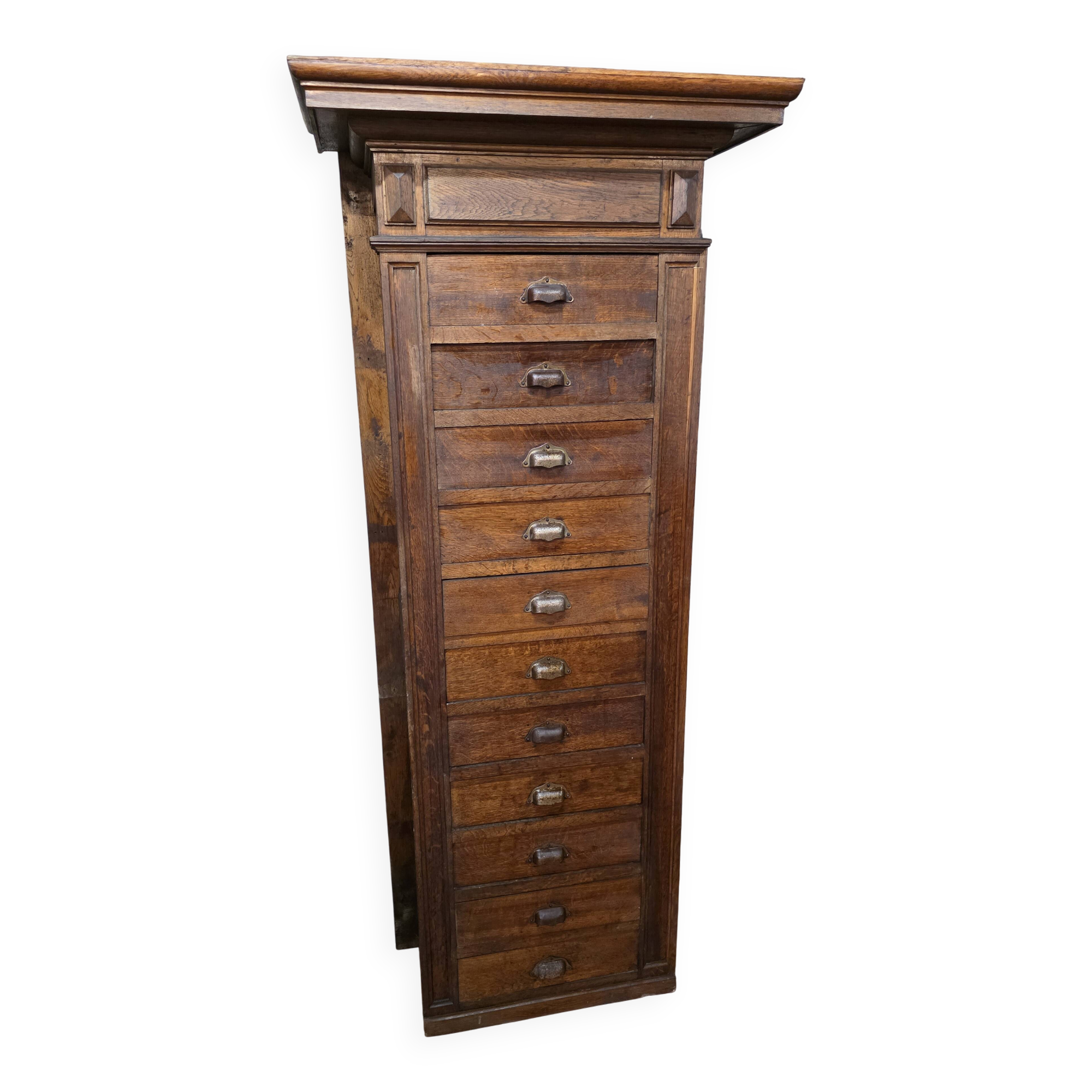 11-drawer solid oak craft cabinet