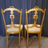 Pair of Napoleon III chairs in gilded wood