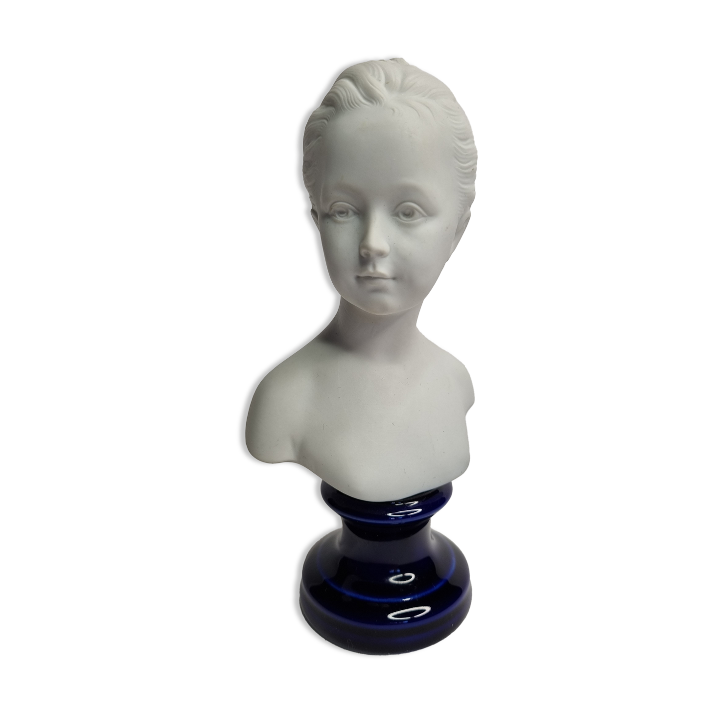 Bust in porcelain biscuit, Louise Brongniart child after Houdon, 20 cm