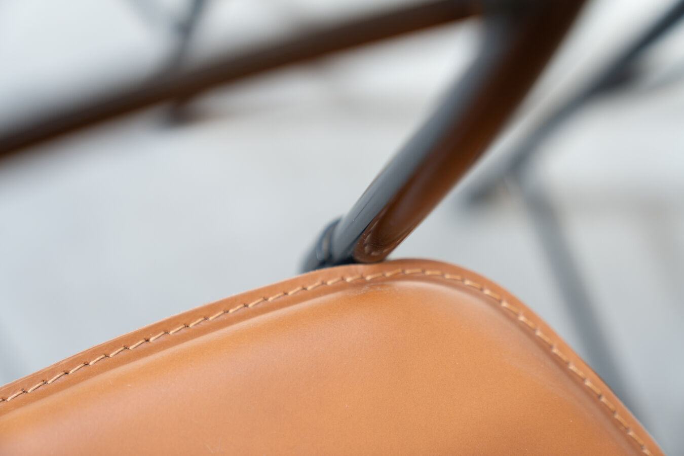 Dining chairs in brown leather and aluminum by ycami, 1980