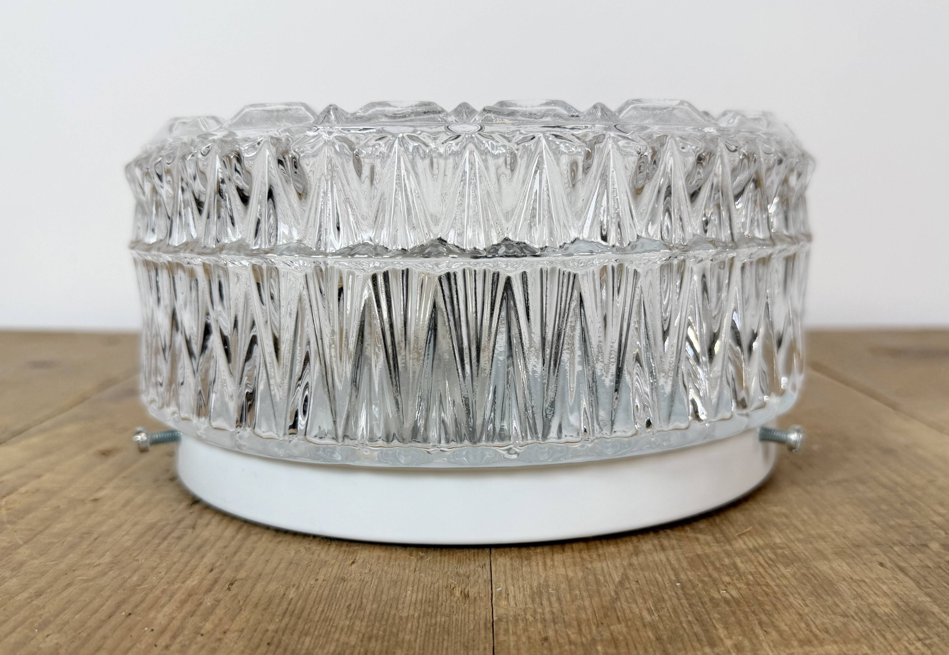 Vintage Glass Wall or Ceiling Light, 1970s