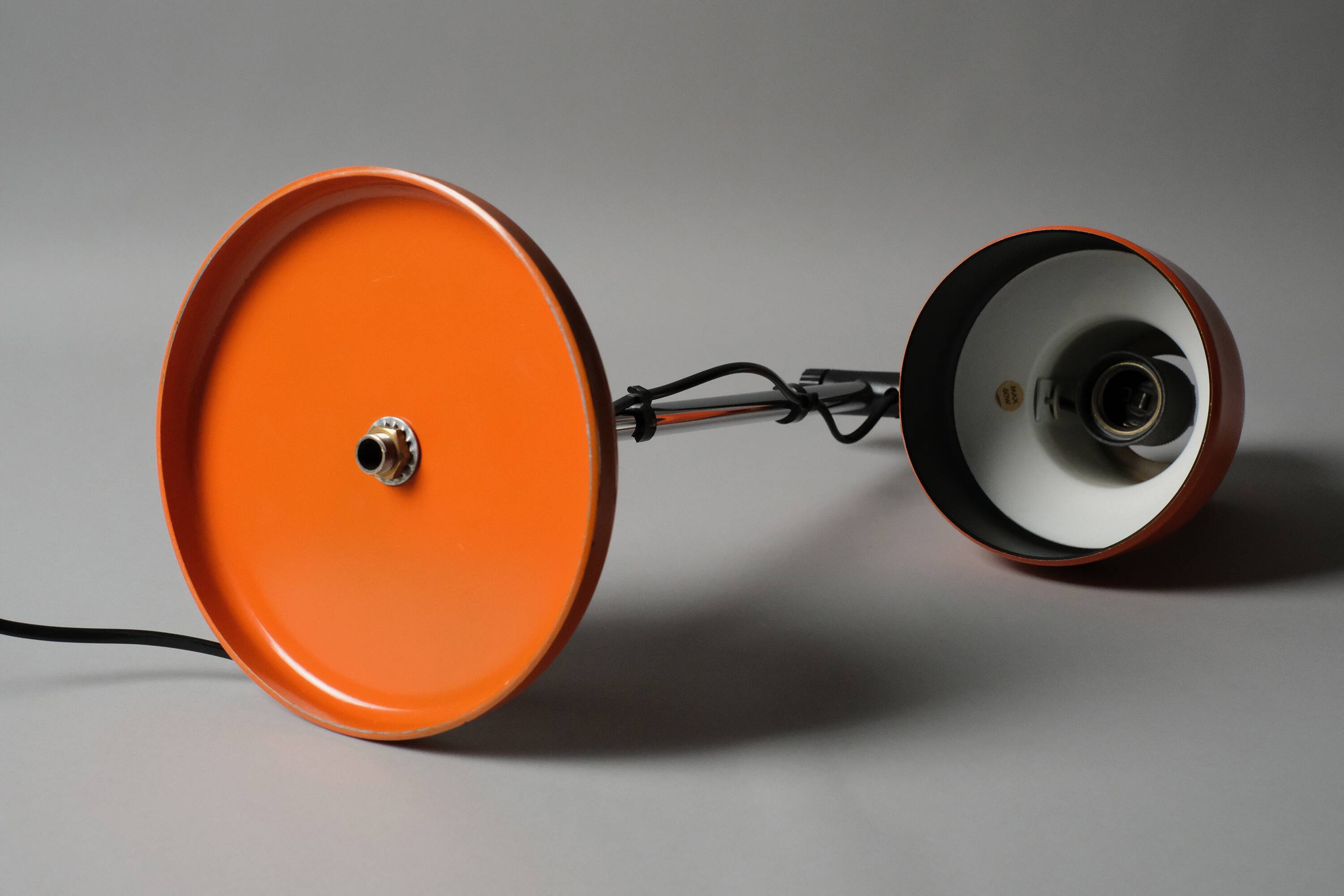 Vintage 1970s Belid MCM Orange Desk Lamp.