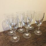 Set of 6 wine glasses etched on foot