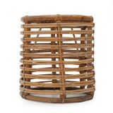 Cylindrical pouf in curved rattan by Castano, 1960s