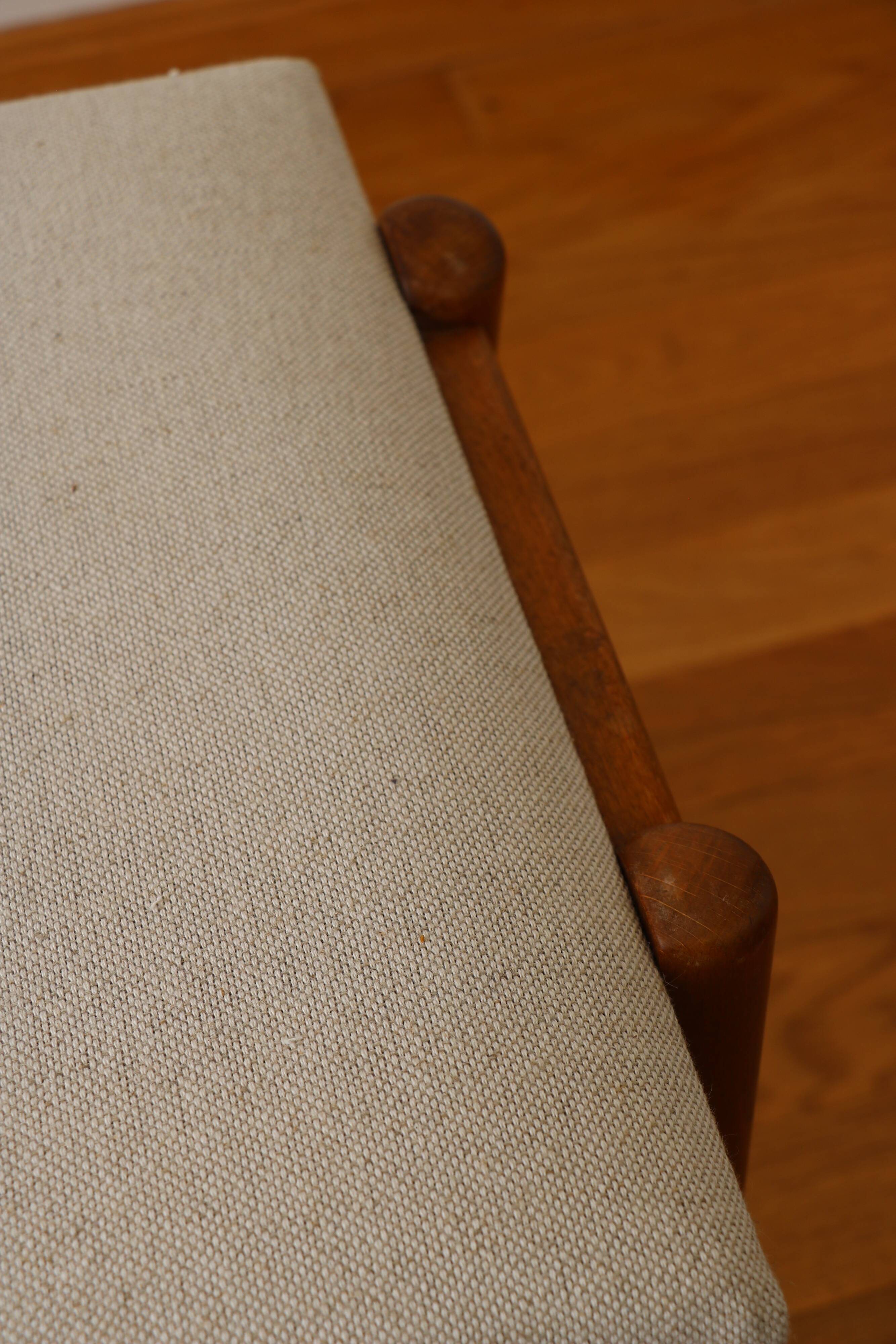 Scandinavian footstool, reupholstered, 1960