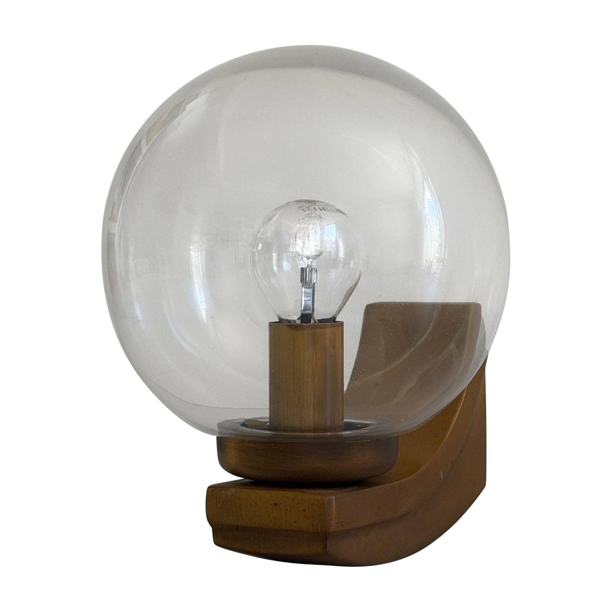Simple glass and brass wall light from the mid-century, 1960, Germany.